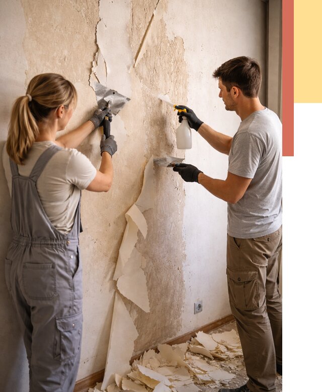 Снятие старых обоев в Клинцах от 5458 руб. под ключ недорого | ОТДЕЛОЧНИК-Клы