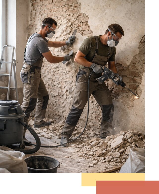 Демонтаж штукатурки со стен в Клинцах быстро и аккуратно