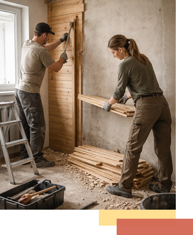 Демонтаж вагонки со стен в Клинцах — профессиональный демонтаж