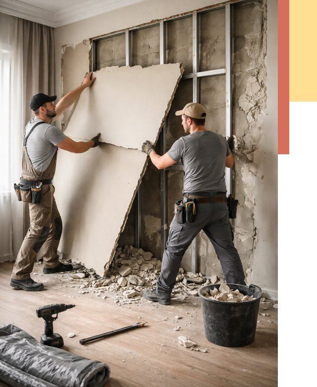 Демонтаж гипсокартона со стен в Клинцах от 364 руб. — услуги демонтажа | ОТДЕЛОЧНИК-Клы