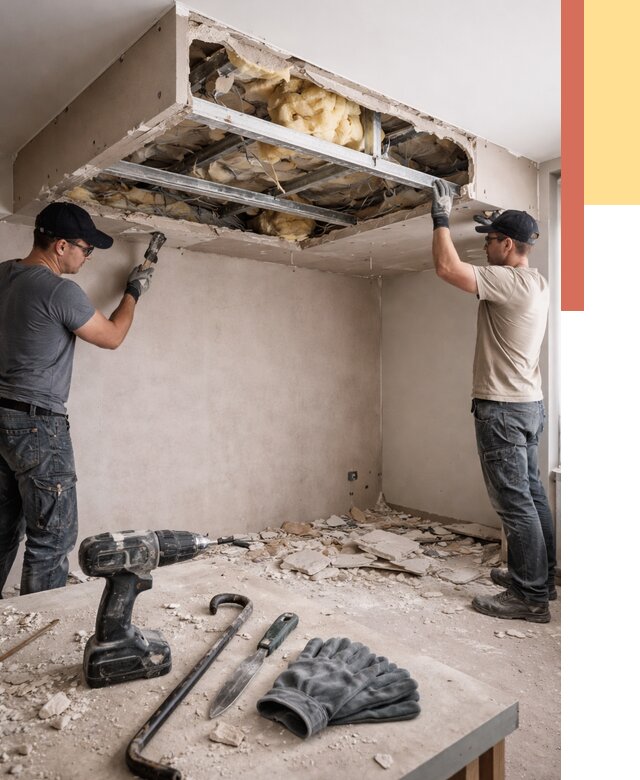 Демонтаж короба из гипсокартона в Клинцах от 1580 руб. — быстро и недорого | ОТДЕЛОЧНИК-Клы