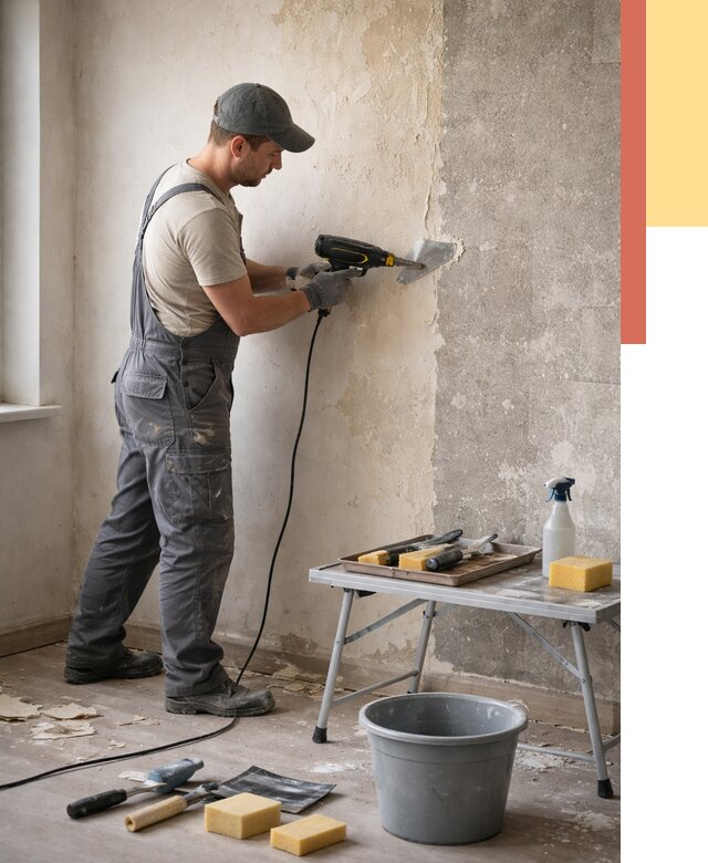 Очистка стен от клея в Клинцах от 1923 руб. — снятие и удаление клея со стен | ОТДЕЛОЧНИК-Клы