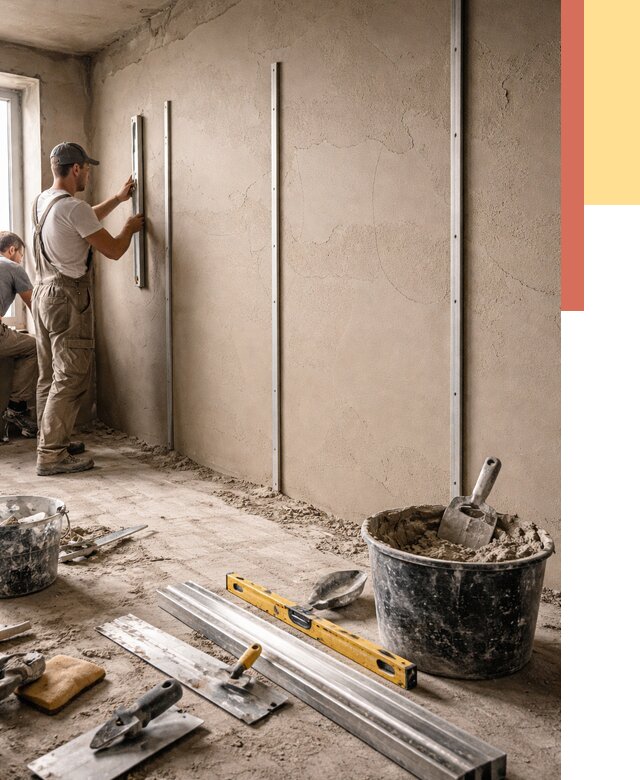 Штукатурка стен по маякам в Клинцах от 5718 руб./м² — выравнивание под ключ | ОТДЕЛОЧНИК-Клы