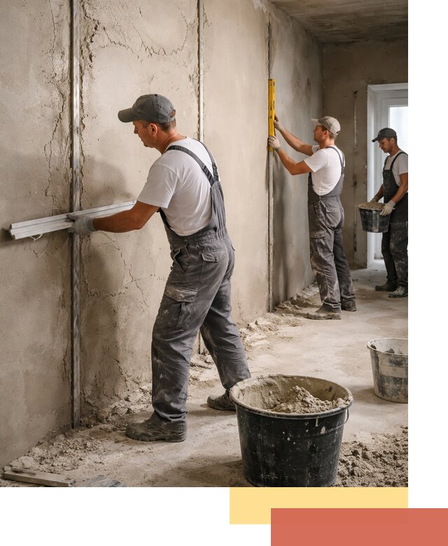 Штукатурка стен по маякам в Клинцах — точная и ровная поверхность