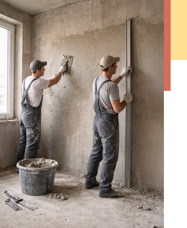 Штукатурка бетонных стен в Клинцах от 4678 руб/м² — качественно и быстро | ОТДЕЛОЧНИК-Клы