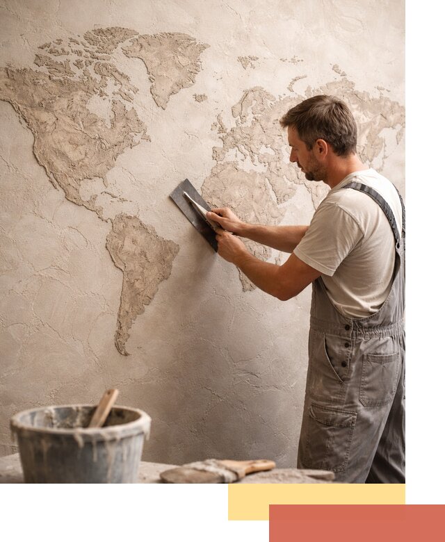 Декоративная штукатурка «Карта мира» под ключ в Клинцах