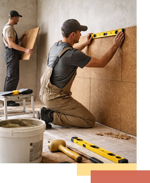 Монтаж пробковых панелей на стены в Клинцах быстро и качественно