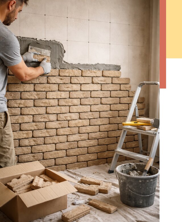 Монтаж декоративного кирпича в Клинцах от 3327 руб./м² — быстро и недорого | ОТДЕЛОЧНИК-Клы