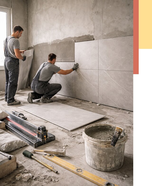 Облицовка стен керамогранитом в Клинцах от 4366 руб./м² — услуги под ключ | ОТДЕЛОЧНИК-Клы