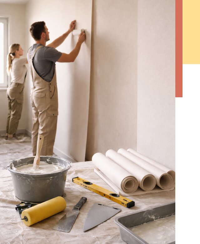 Поклейка бумажных обоев в Клинцах от 5718 руб./м2 — быстро и недорого | ОТДЕЛОЧНИК-Клы