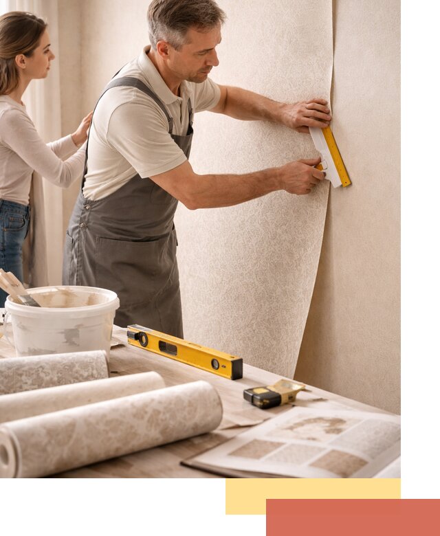 Поклейка обоев с подбором рисунка в Клинцах