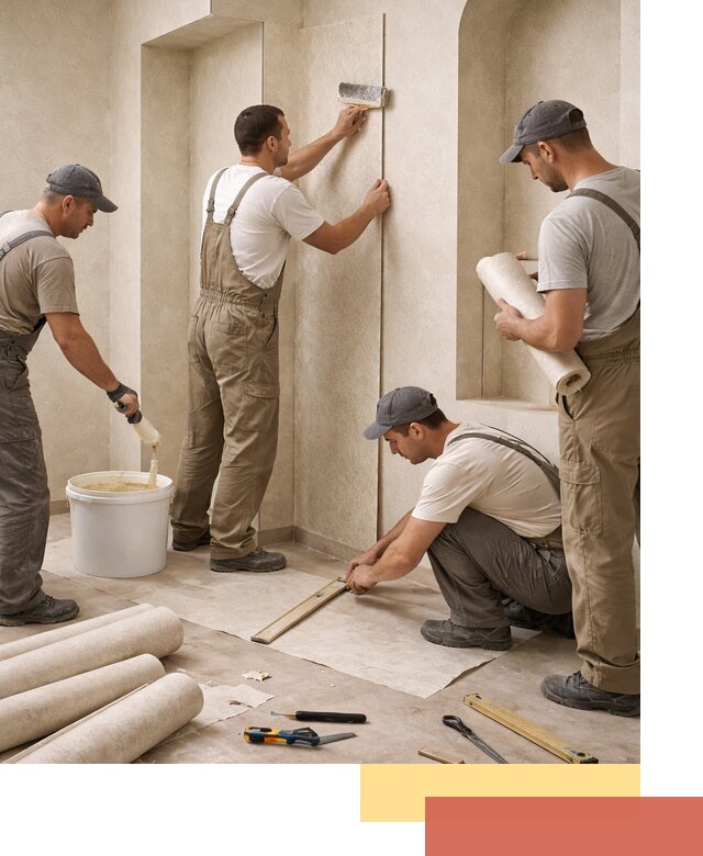 Поклейка обоев на сложные стены и неровные поверхности в Клинцах