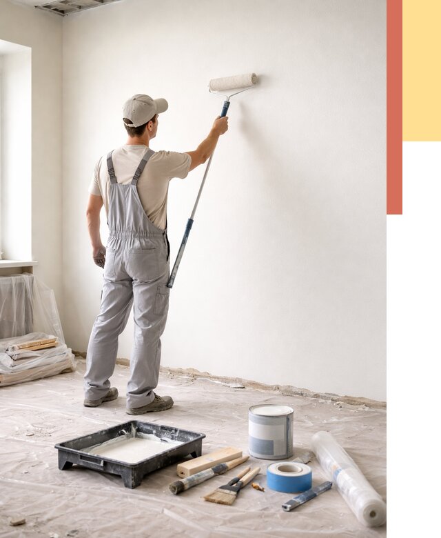 Покраска стен водоэмульсионной краской в Клинцах от 468 руб. за м² | ОТДЕЛОЧНИК-Клы