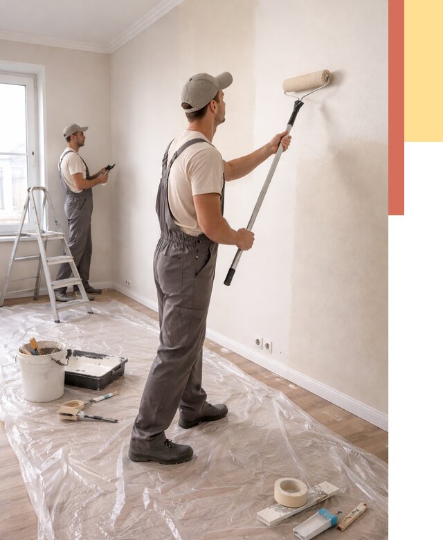 Покраска стен акриловой краской в Клинцах от 3639 руб./м² — быстро и недорого | ОТДЕЛОЧНИК-Клы