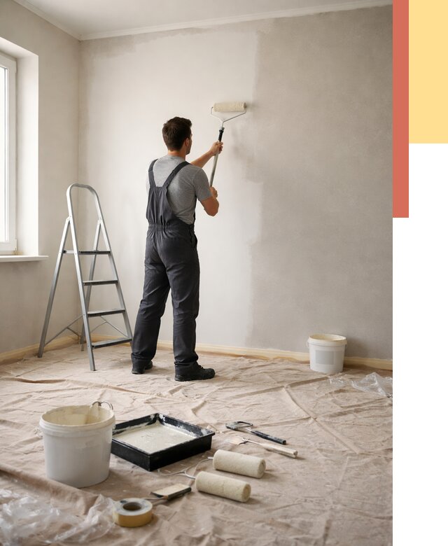 Покраска стен моющейся краской в Клинцах от 364 руб./м² — быстро и недорого | ОТДЕЛОЧНИК-Клы