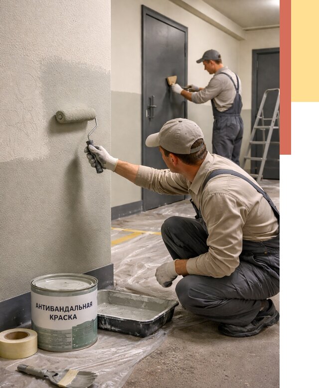 Покраска стен антивандальной краской в Клинцах от 4678 руб./м² под ключ | ОТДЕЛОЧНИК-Клы
