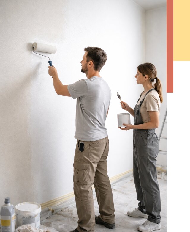 Окраска стен по стеклохолсту в Клинцах от 4678 руб/м² под ключ | ОТДЕЛОЧНИК-Клы