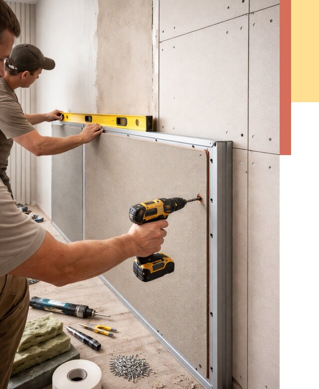 Шумоизоляция стен панелями ЗИПС в Клинцах от 2287 руб./м² под ключ | ОТДЕЛОЧНИК-Клы