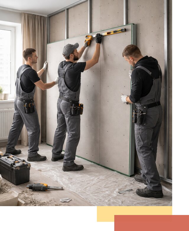 Шумоизоляция стен панелями ЗИПС в Клинцах для жилых и коммерческих помещений