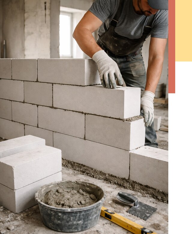 Кладка перегородок из силикатного блока в Клинцах от 4158 руб. под ключ | ОТДЕЛОЧНИК-Клы