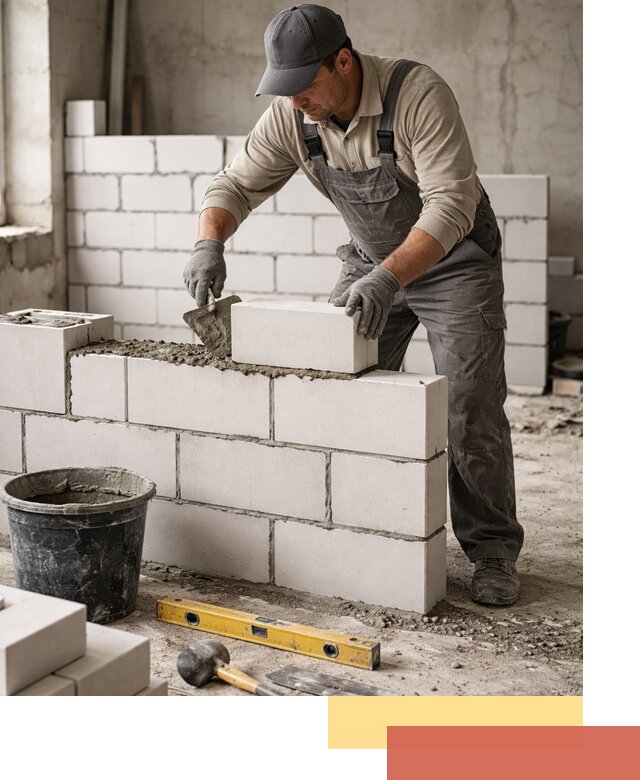 Кладка перегородок из силикатного блока в Клинцах