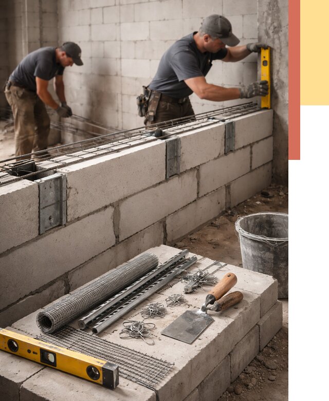 Армирование кладки перегородок в Клинцах от 780 руб. под ключ | ОТДЕЛОЧНИК-Клы