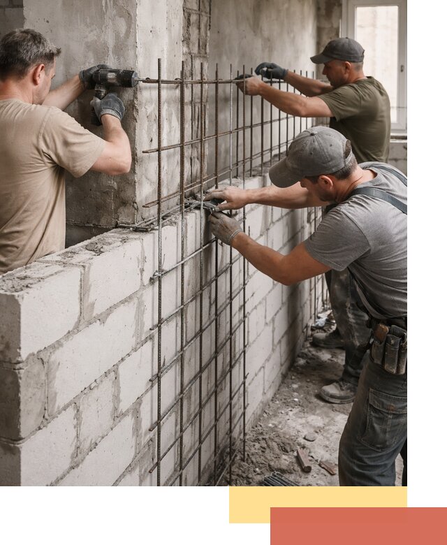 Армирование кладки перегородок в Клинцах профессионально и надёжно