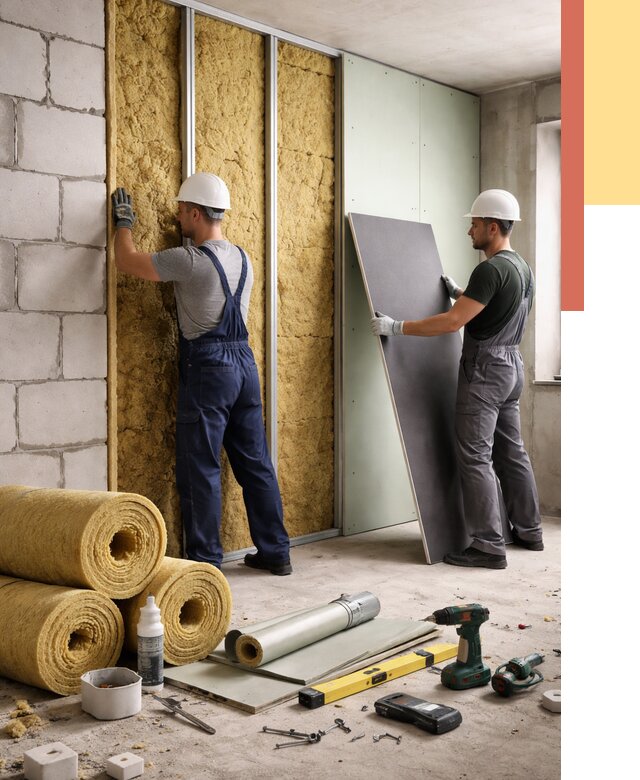 Шумоизоляция перегородок из блоков в Клинцах от 1923 руб./м² — быстро и недорого | ОТДЕЛОЧНИК-Клы