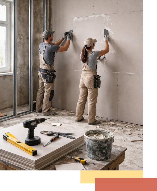 Монтаж двухслойной перегородки из гипсокартона в Клинцах