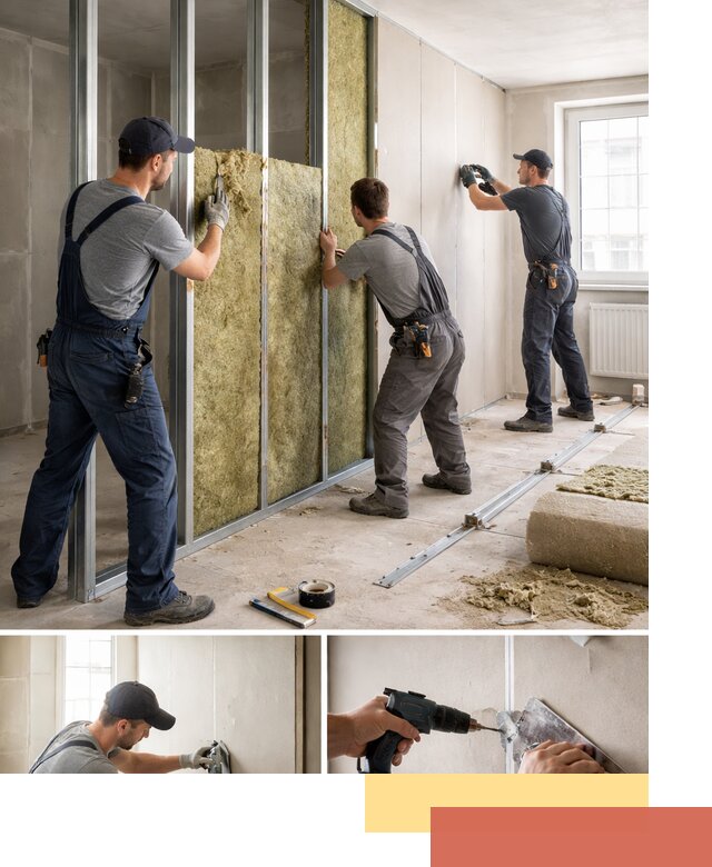 Перегородка из гипсокартона с шумоизоляцией в Клинцах — монтаж под ключ