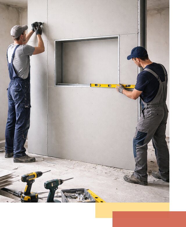 Перегородка из гипсокартона с нишей под декор в Клинцах