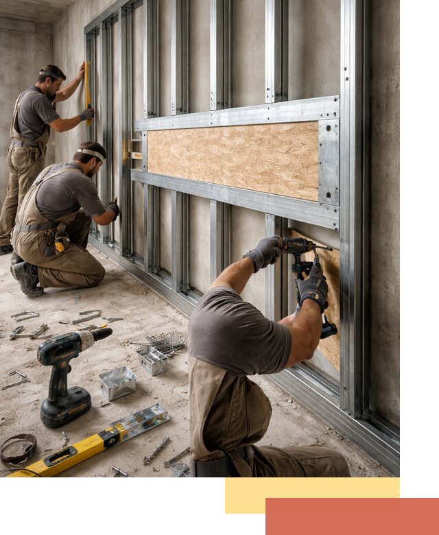 Усиленная перегородка для крепления тяжёлых конструкций в Клинцах