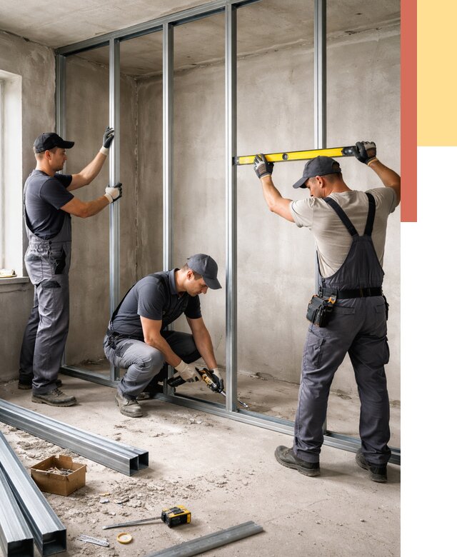 Монтаж каркаса перегородки из профиля в Клинцах от 780 руб. | ОТДЕЛОЧНИК-Клы