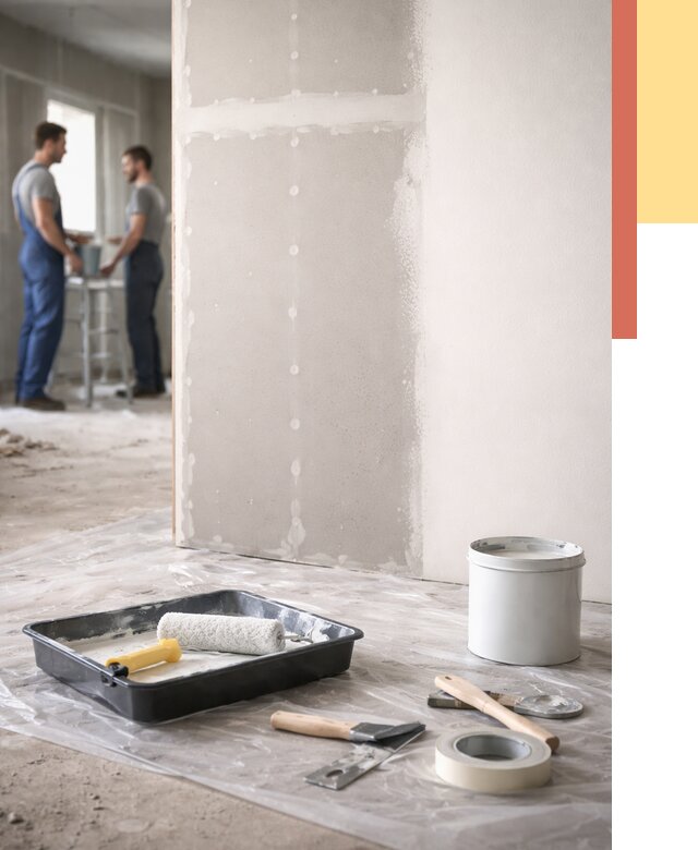 Покраска перегородок из гипсокартона в Клинцах от 4678 руб. под ключ | ОТДЕЛОЧНИК-Клы