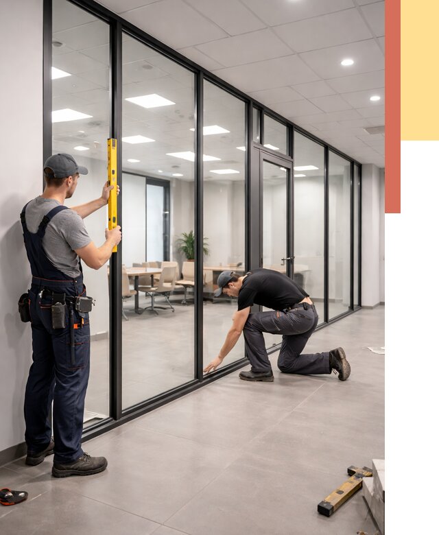 Каркасные стеклянные перегородки в Клинцах под ключ от 9564 руб. | ОТДЕЛОЧНИК-Клы