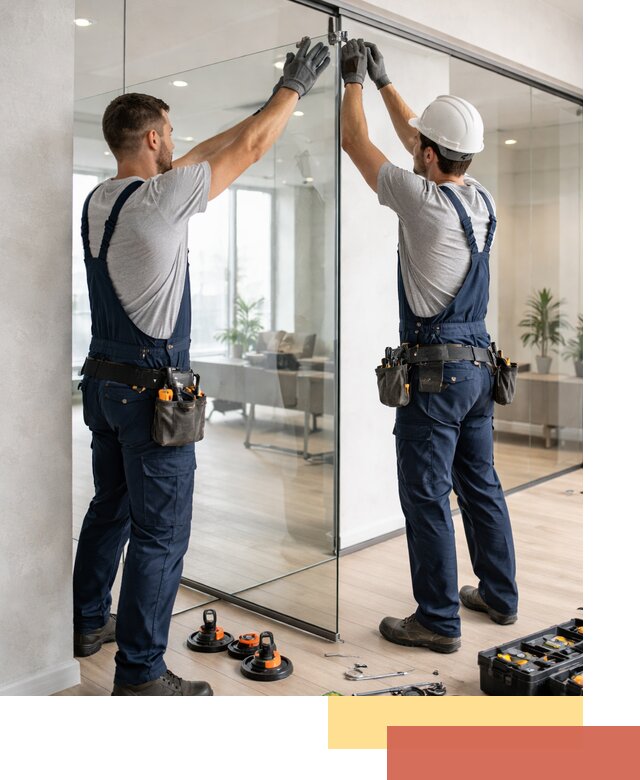 Безрамные стеклянные перегородки под ключ в Клинцах