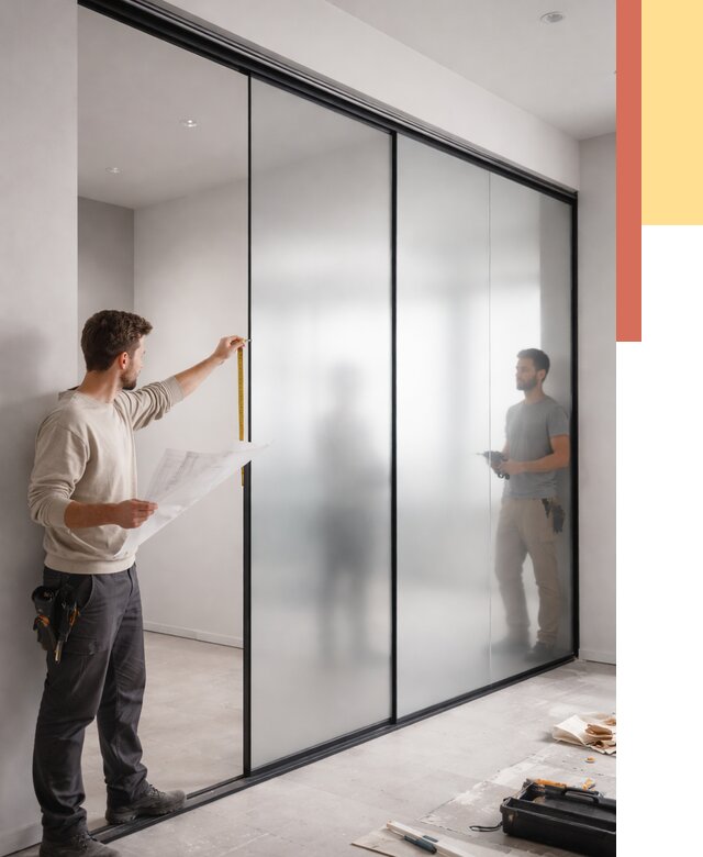 Матовые стеклянные перегородки в Клинцах от 8837 руб. — монтаж и установка | ОТДЕЛОЧНИК-Клы