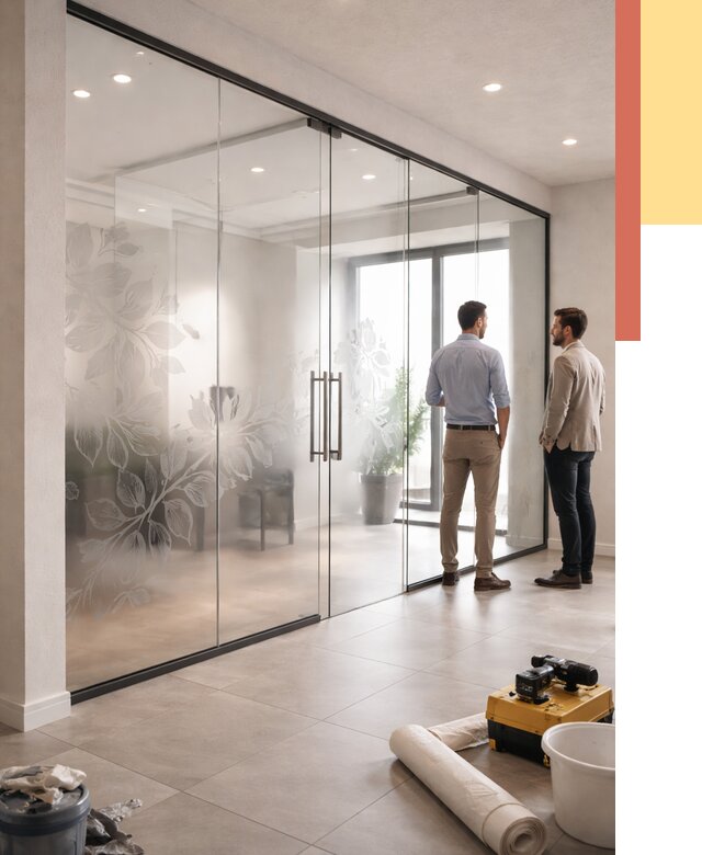 Стеклянные перегородки с рисунком в Клинцах от 12995 руб. монтаж и нанесение | ОТДЕЛОЧНИК-Клы