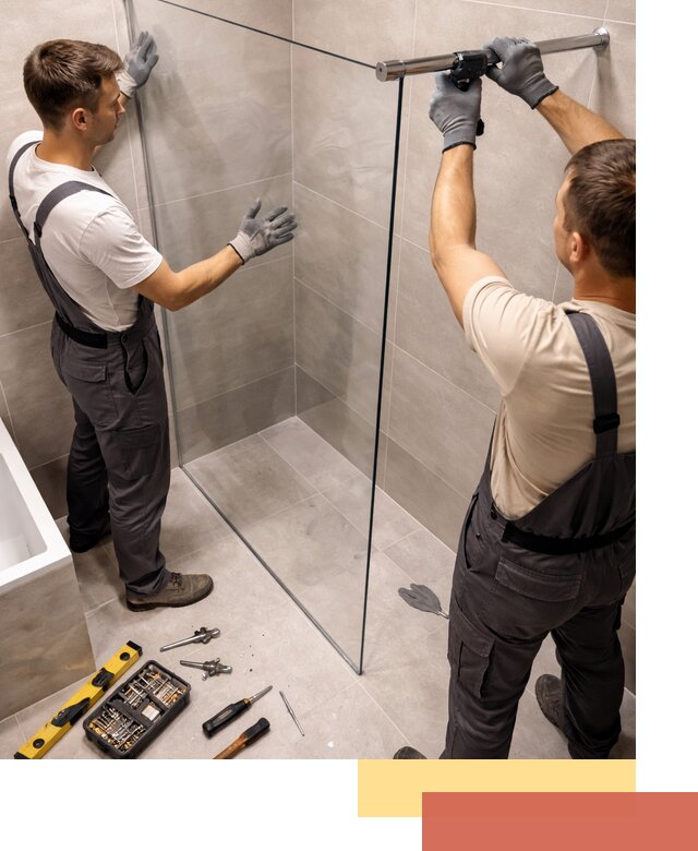 Стеклянные перегородки для душа в Клинцах — изготовление и монтаж