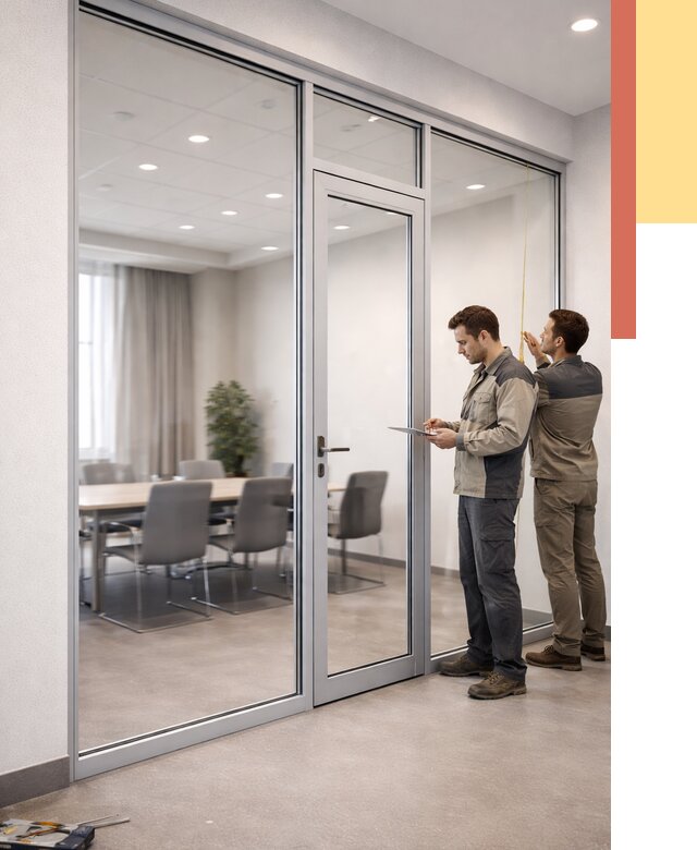 Установка и монтаж алюминиевых перегородок со стеклом в Клинцах от 8525 руб. | ОТДЕЛОЧНИК-Клы