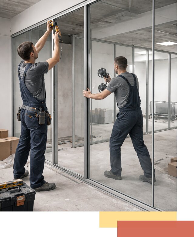 Алюминиевые перегородки со стеклом в Клинцах — изготовление и монтаж