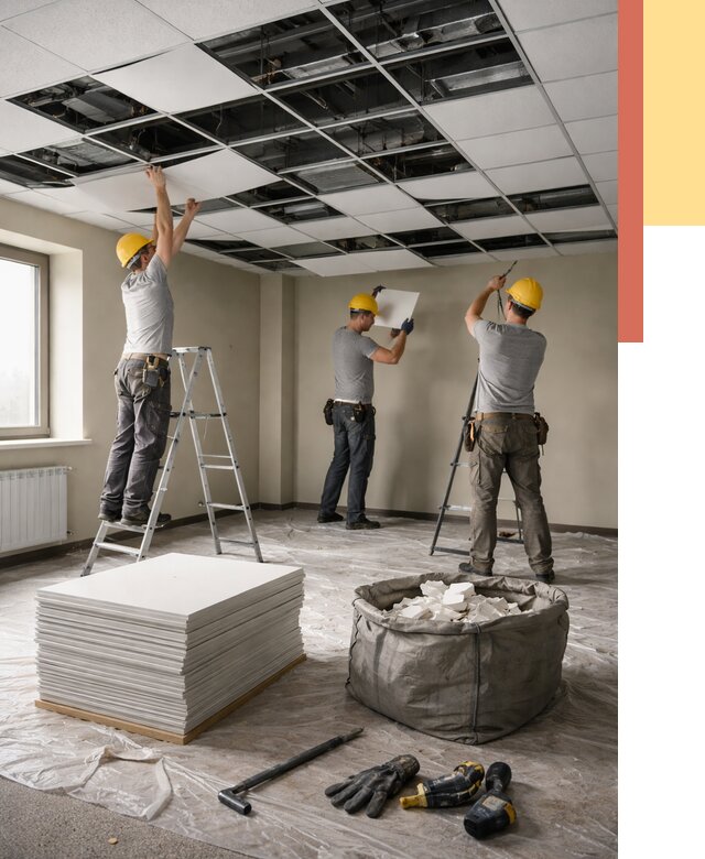 Демонтаж потолка Армстронг в Клинцах от 4678 руб. быстро и недорого | ОТДЕЛОЧНИК-Клы