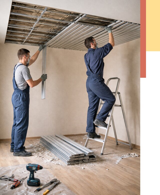 Демонтаж реечного потолка в Клинцах от 4678 руб. быстро и недорого | ОТДЕЛОЧНИК-Клы