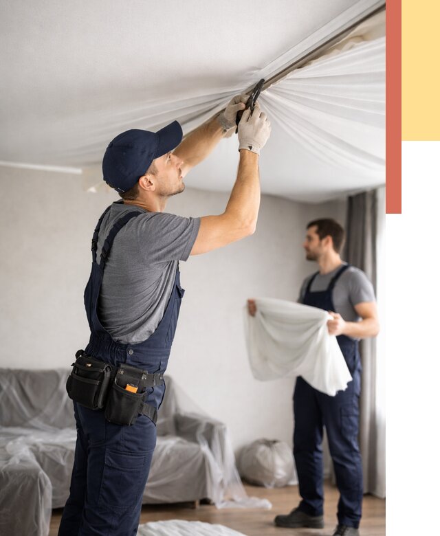 Демонтаж натяжного потолка в Клинцах от 4678 руб. — снятие и разбор под ключ | ОТДЕЛОЧНИК-Клы