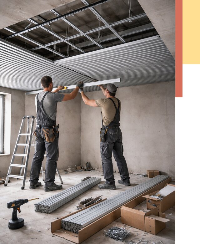 Монтаж реечного потолка в Клинцах от 4678 руб. под ключ | ОТДЕЛОЧНИК-Клы