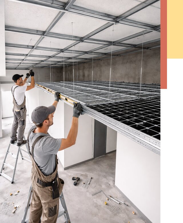 Монтаж потолка грильято в Клинцах от 468 руб./м² — быстрая сборка под ключ | ОТДЕЛОЧНИК-Клы