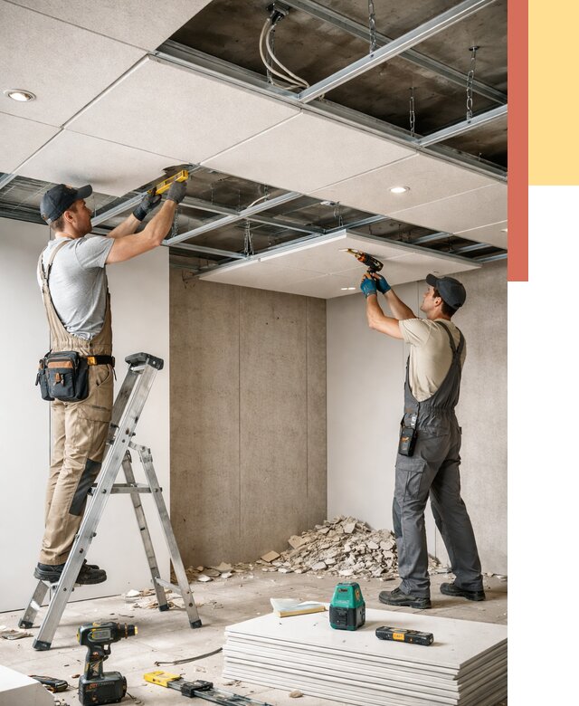 Монтаж акустического потолка в Клинцах от 6757 руб/м2 — быстро и недорого | ОТДЕЛОЧНИК-Клы