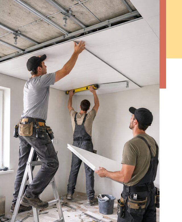 Монтаж потолка из ПВХ панелей в Клинцах от 3639 руб./м2 — быстро и недорого | ОТДЕЛОЧНИК-Клы