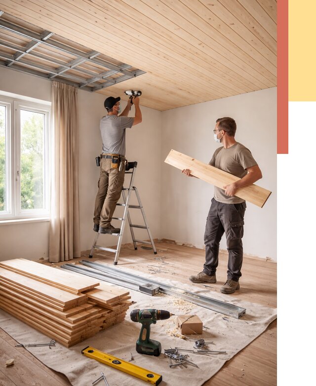 Монтаж потолка из вагонки в Клинцах от 6757 руб. | Быстро и недорого — ОТДЕЛОЧНИК-Клы