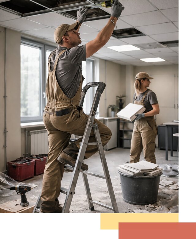 Ремонт потолка Армстронг и замена плит в Клинцах